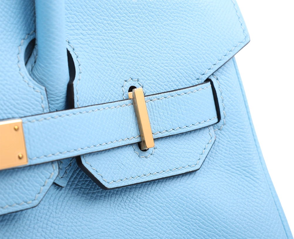 Blue Hermès Birkin close-up detail